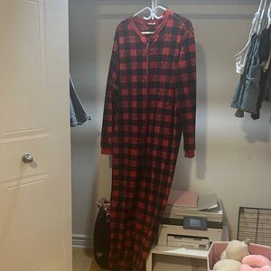 Kids Red & Black Buffalo Plaid One-Piece Pajama